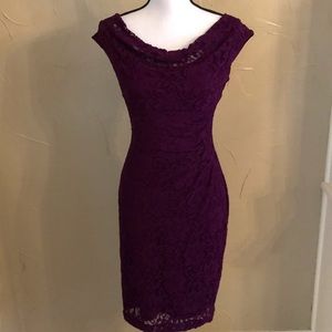 Lauren Ralph Lauren stretch lace dress in cranberry, barely worn, size 2